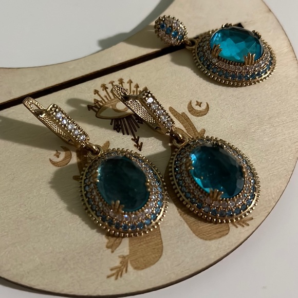 Pendant, ring and earrings Blue Set - Picture 3 of 4